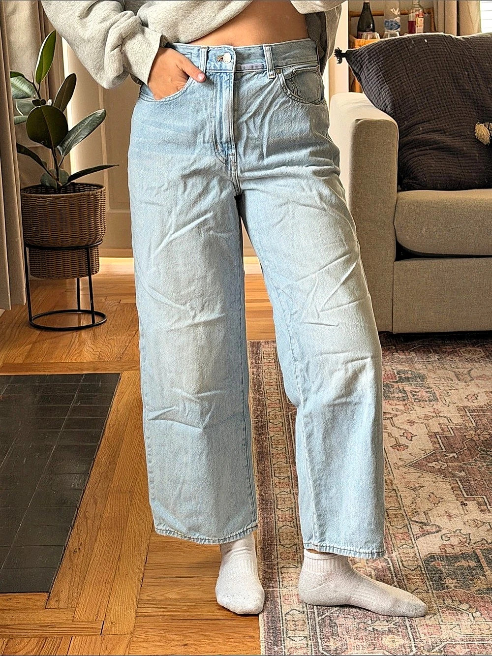 Madewell The Perfect Vintage Wide-Leg Crop Jean Blue Waist 28